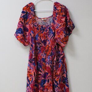 Terra & Sky Dress- Pink Floral Design- Size 1X